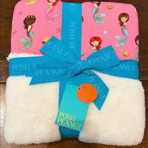 Posh Peanut Pink Mermaid Blanket with White Plush Papook Bamboo Fabric Rare!